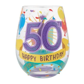 Happy 50th Lolita Stemless Wine Glass