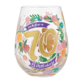 Happy 70th Lolita Stemless Wine Glass