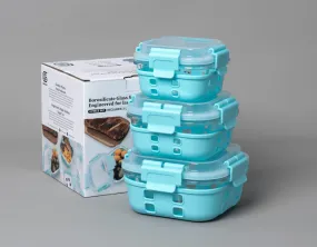 HI-TOP Lids With Pro Grade Removable Lockdown Levers & Silicone Sleeve (Square 3 container set)