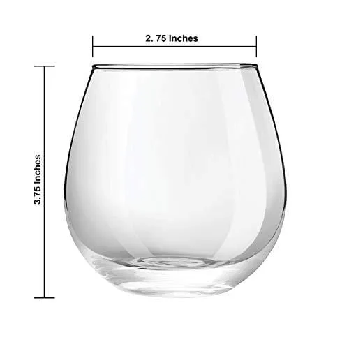 JoyJolt Spirits Stemless Wine Glasses for Red or White Wine (Set of 4)-15-Ounces