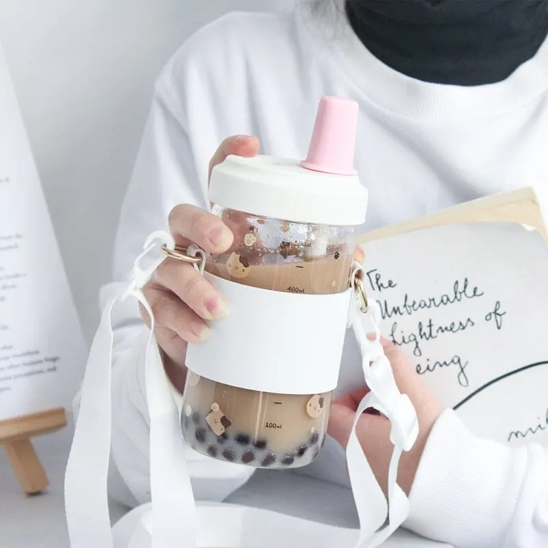 Kawaii Boba Milk Kittea To-Go Glass Cups - 500 ml