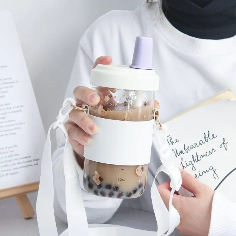 Kawaii Boba Milk Kittea To-Go Glass Cups - 500 ml