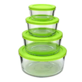 Libra 195-11468LIB Nested Round Glass Food Storage Set with Lids, 8-Piece