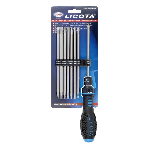 LICOTA MADE IN TAIWAN 16-IN-1 FREE SECTION RATCHET SCREWDRIVER SET