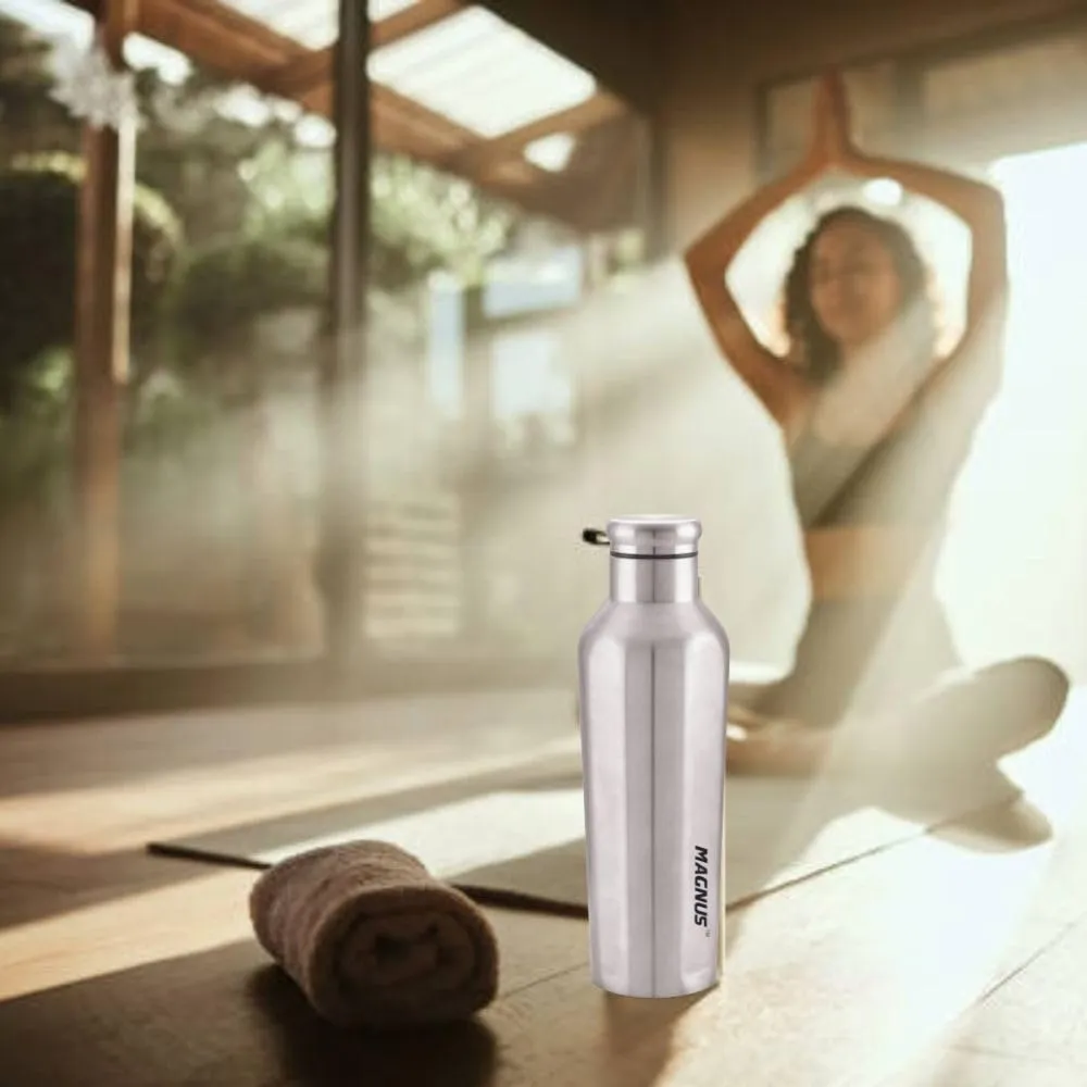 Magnus - Sporty Single Wall Stainless Steel Bottle for Men & Women(BPA Free, Leakproof)