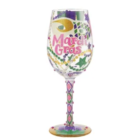 Mardi Gras Wine Glass