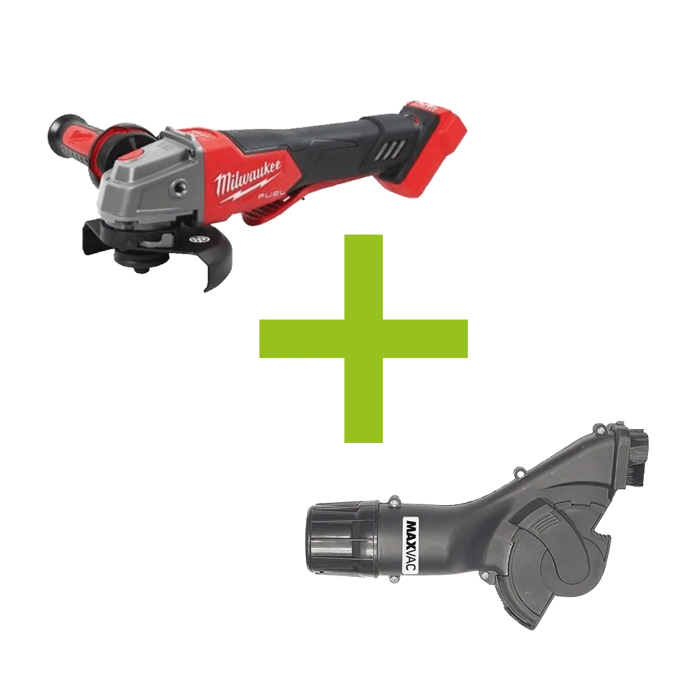 MAXVAC AGS-125 & Milwaukee M18FSAGV115XPDB 115mm Angle Grinder Package, Pre-Installed