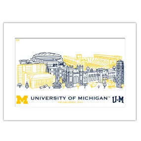 Michigan Wolverines Matted Campus Wall Art 11" x 14"