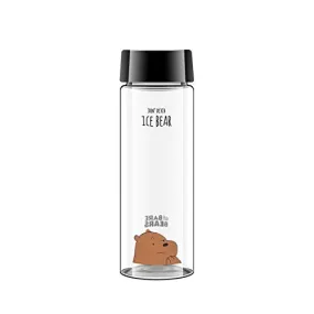 MINISO We Bare Bears Grizzly Plastic Bottle Leak Proof PP Lid Bottle for Kids Adults, 540ml