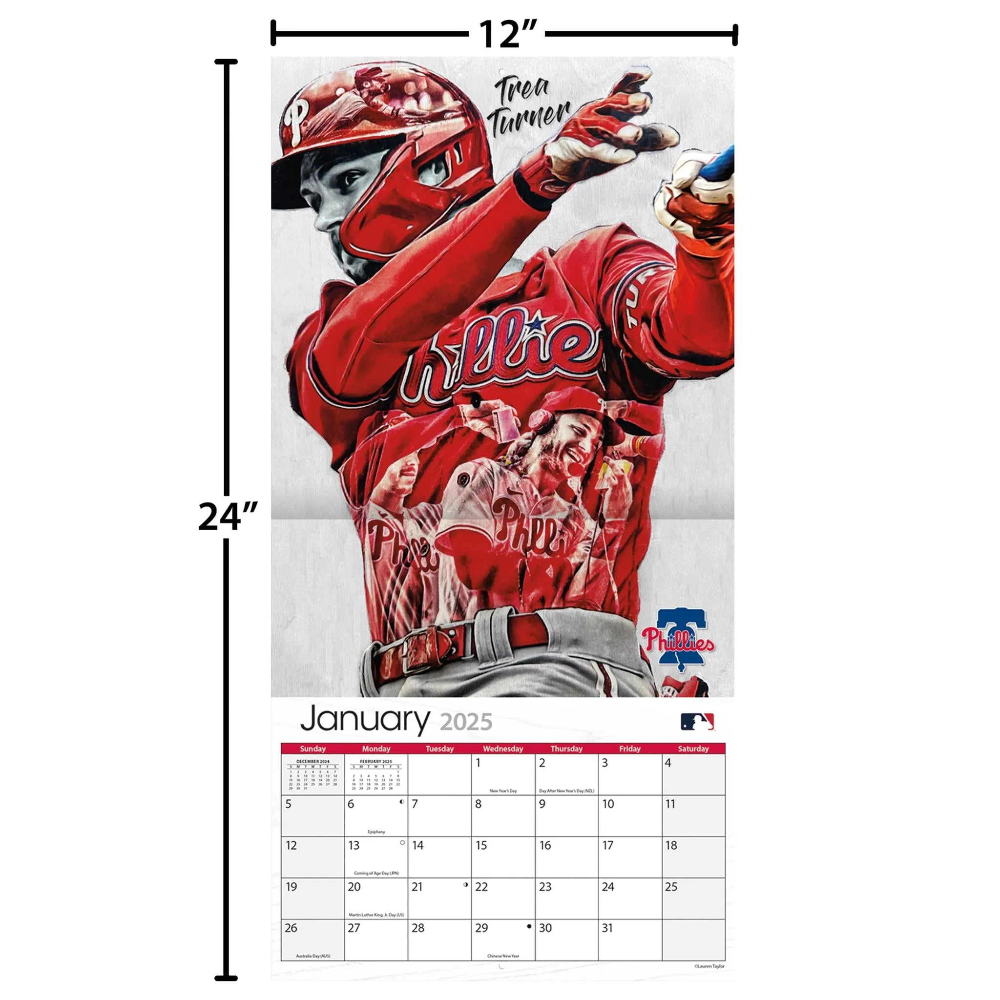 MLB Lauren Taylor Wall 2025 Calendar - Online Exclusive