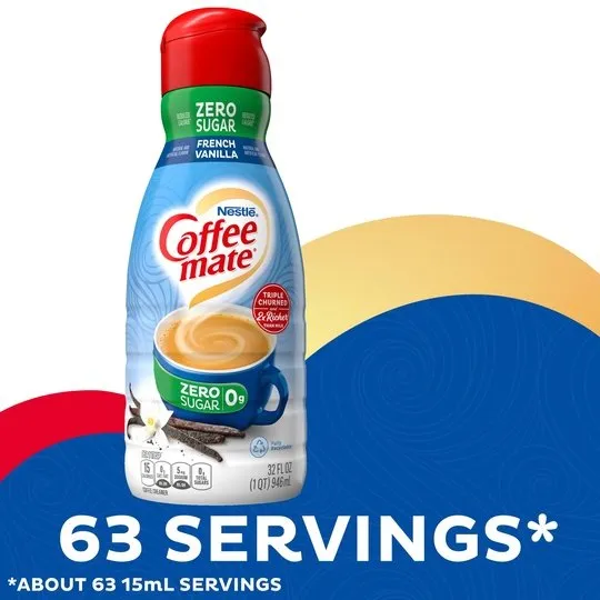 Nestle Coffee mate Zero Sugar French Vanilla Liquid Coffee Creamer, 32 fl oz