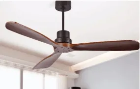 Nordic Ceiling Fan for Home and Restaurant - 42/52 Inch, American Retro Style, Remote-Controlled Electric DC Fan without Light