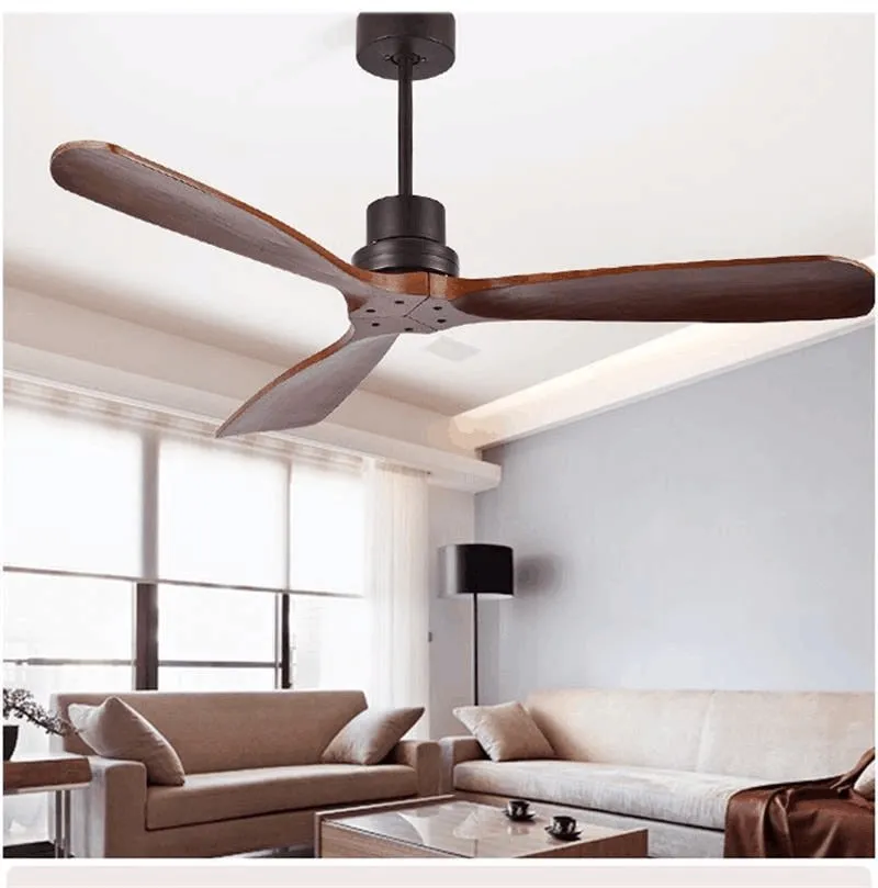 Nordic Ceiling Fan for Home and Restaurant - 42/52 Inch, American Retro Style, Remote-Controlled Electric DC Fan without Light