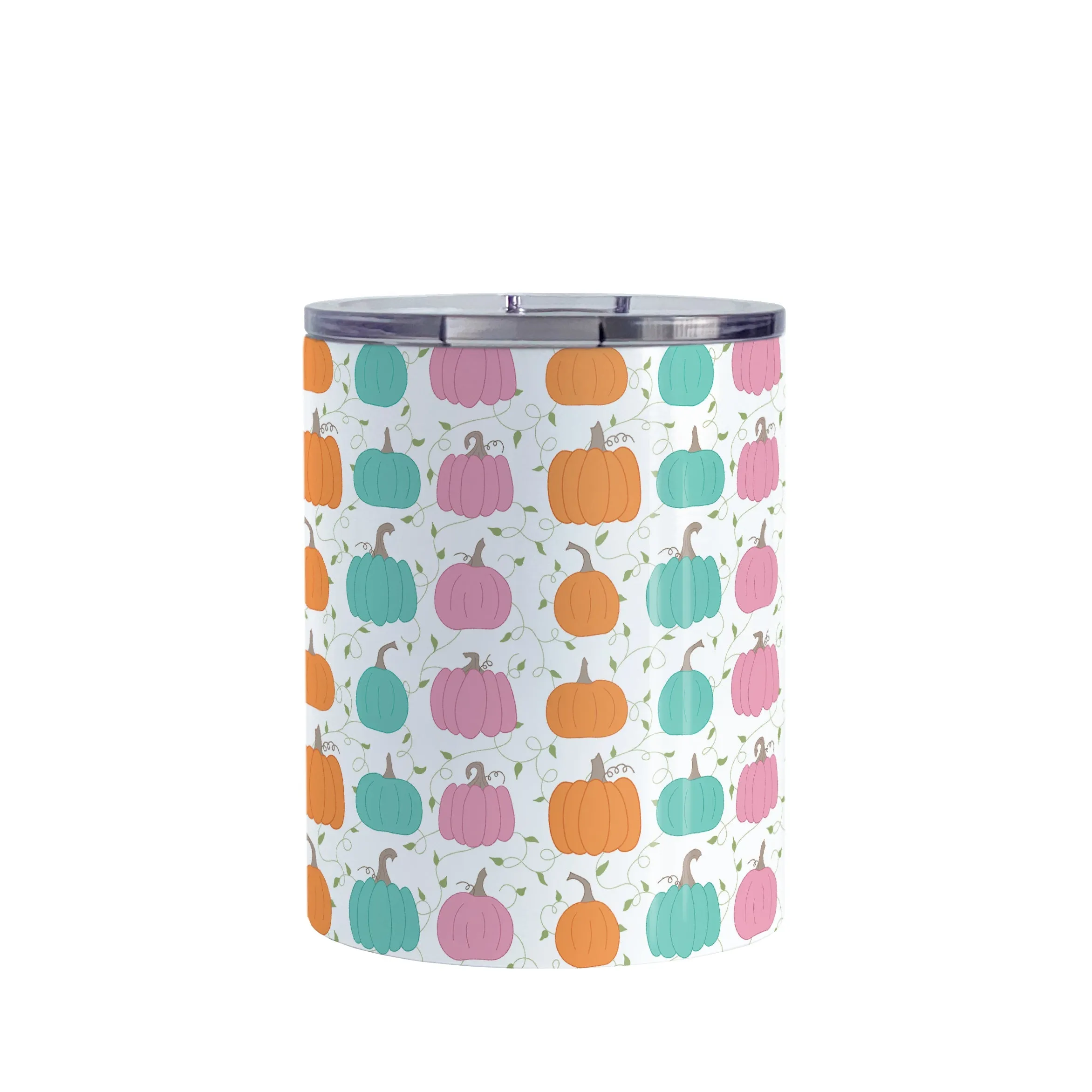 Orange Teal Pink Pumpkin Pattern Tumbler Cup