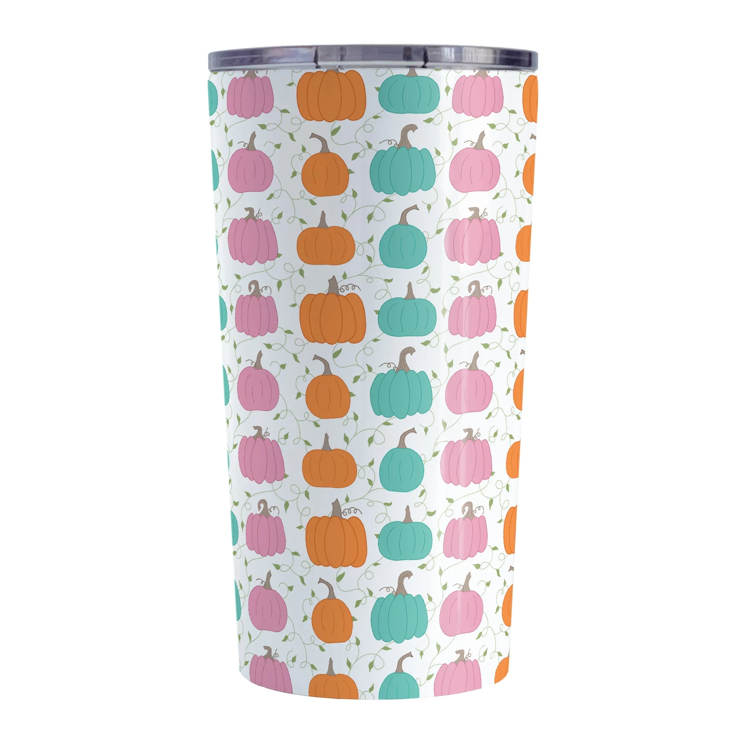 Orange Teal Pink Pumpkin Pattern Tumbler Cup