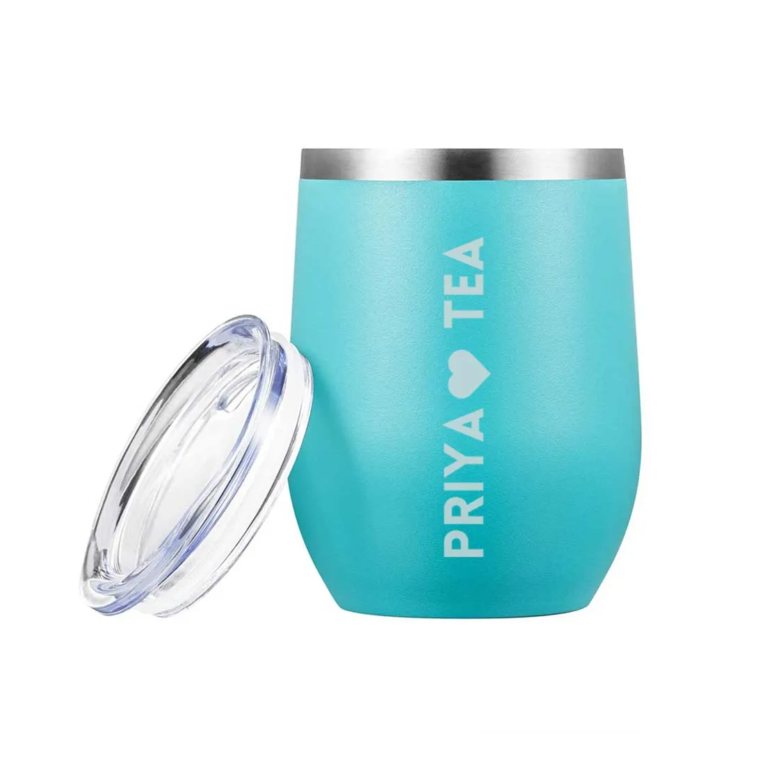 Personalised Coffee Mug With Lid Engraved Stainless Steel Travel Mug Cup (350 ML) - Tea Lover