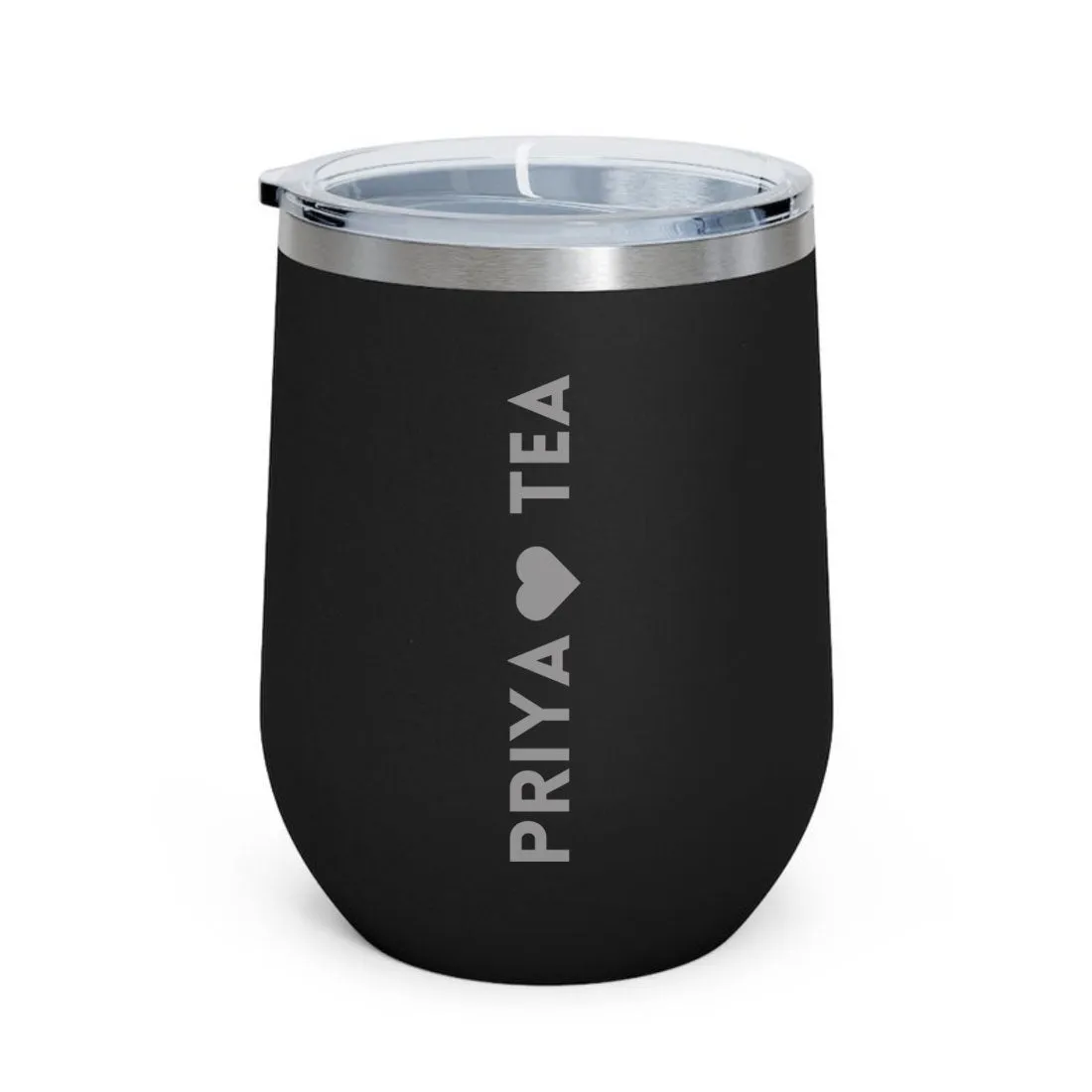 Personalised Coffee Mug With Lid Engraved Stainless Steel Travel Mug Cup (350 ML) - Tea Lover