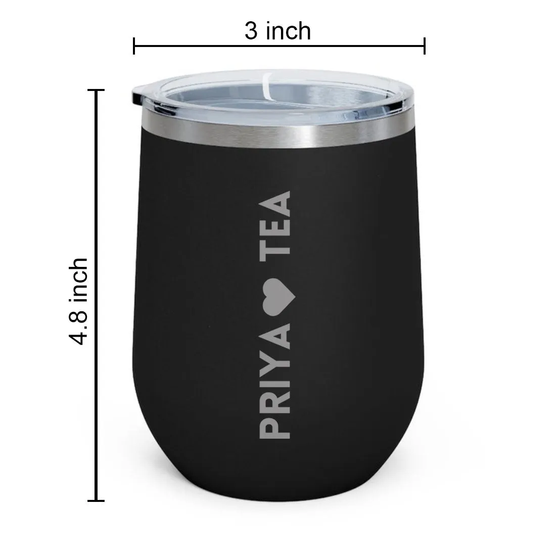 Personalised Coffee Mug With Lid Engraved Stainless Steel Travel Mug Cup (350 ML) - Tea Lover