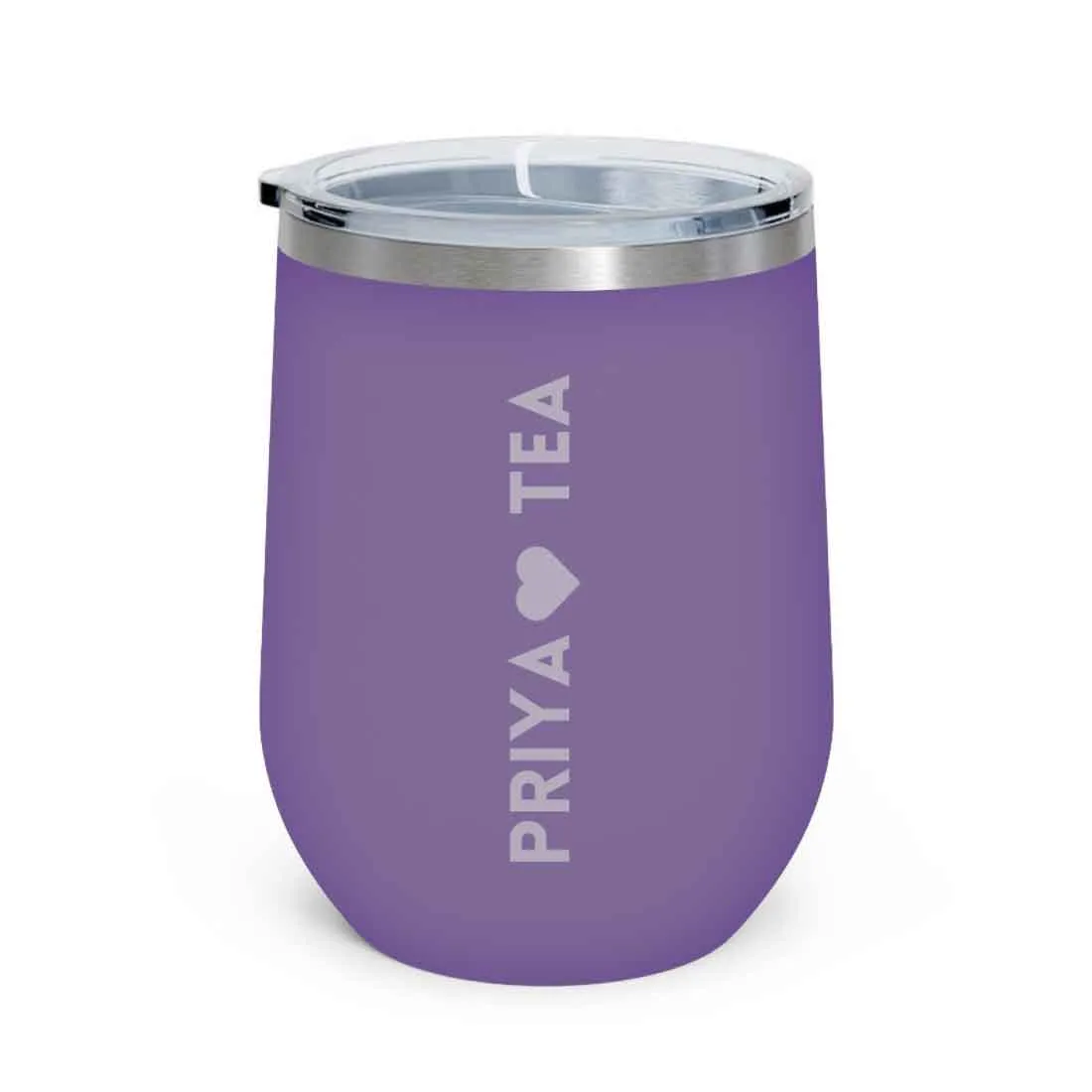 Personalised Coffee Mug With Lid Engraved Stainless Steel Travel Mug Cup (350 ML) - Tea Lover