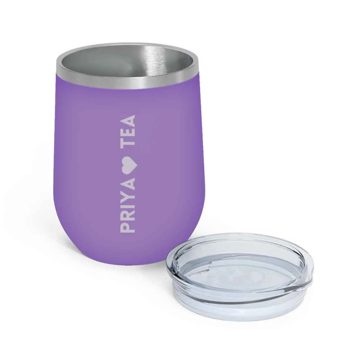 Personalised Coffee Mug With Lid Engraved Stainless Steel Travel Mug Cup (350 ML) - Tea Lover