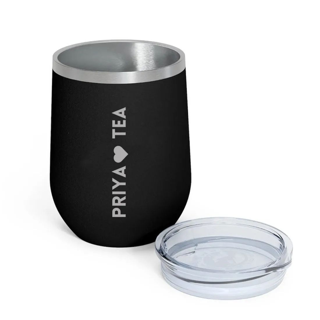 Personalised Coffee Mug With Lid Engraved Stainless Steel Travel Mug Cup (350 ML) - Tea Lover