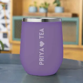 Personalised Coffee Mug With Lid Engraved Stainless Steel Travel Mug Cup (350 ML) - Tea Lover