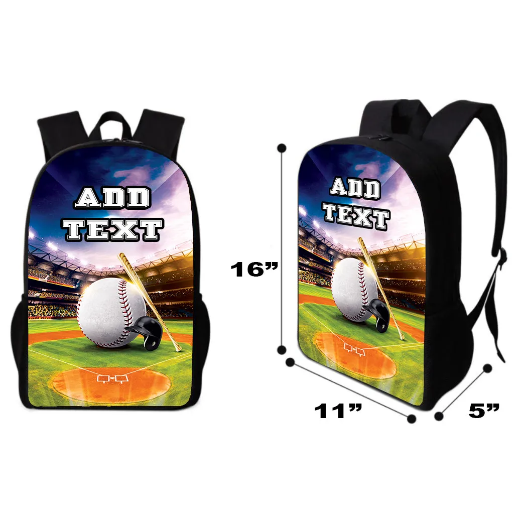 Personalized Backpacks, Lunch Bags, Duffel Bags, or Water Bottles with Full-Color - Baseball Field