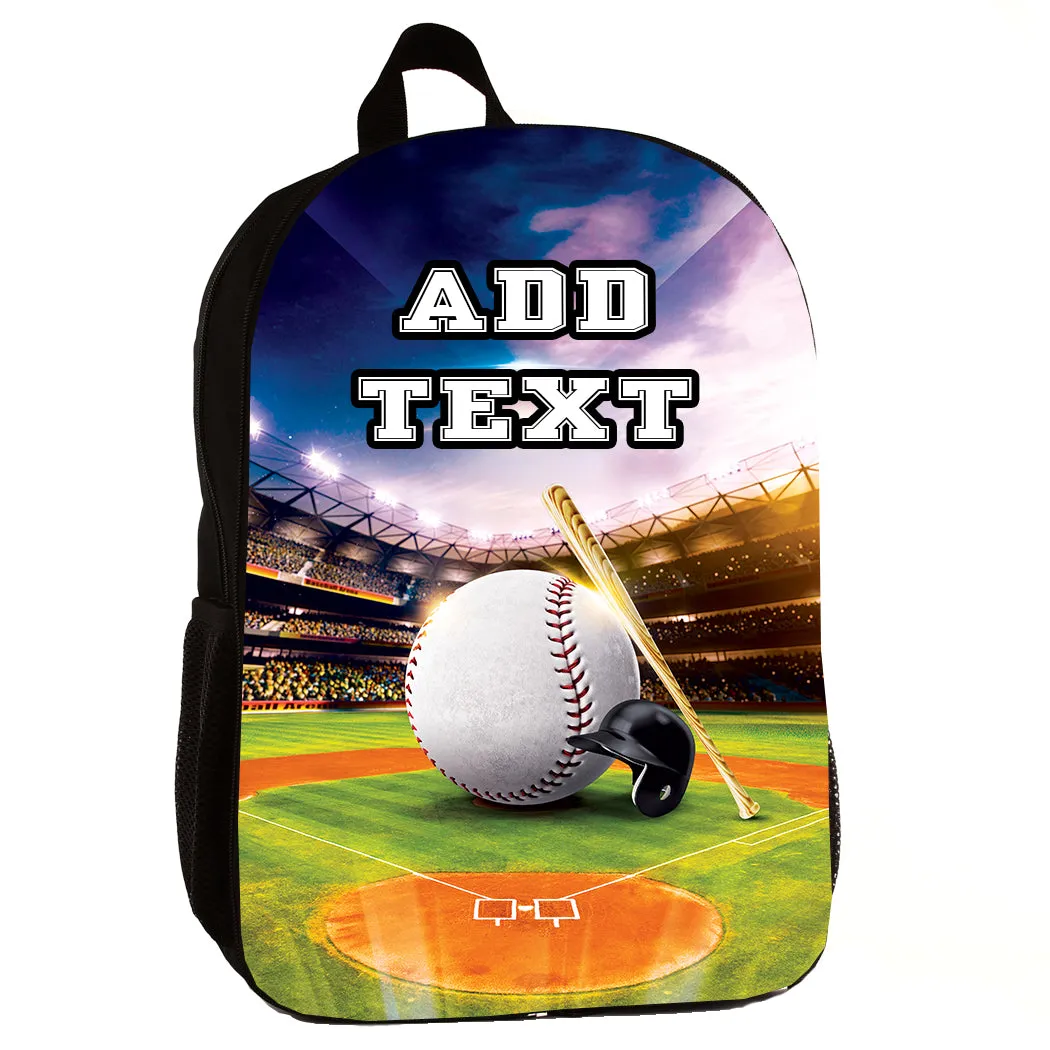 Personalized Backpacks, Lunch Bags, Duffel Bags, or Water Bottles with Full-Color - Baseball Field