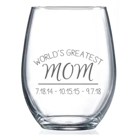 Personalized Mother's Day Stemless Wine Glass