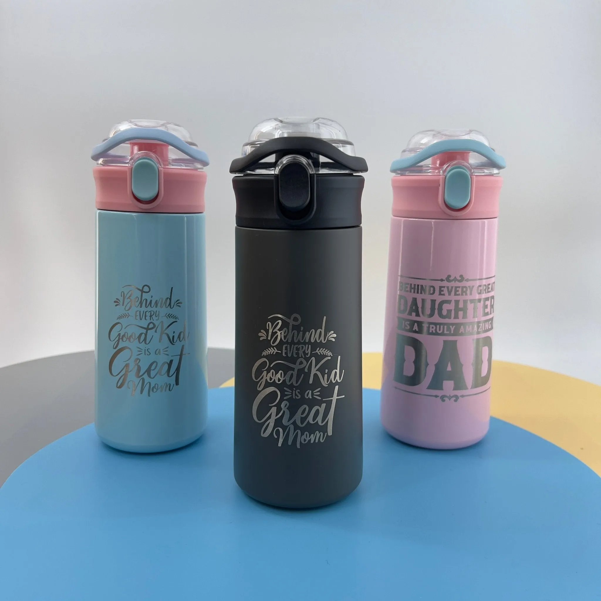 Personalized Tumbler for Kids, Best Dad Ever Amazing Mom Stainless Steel 16.9oz, Custom Tumblers