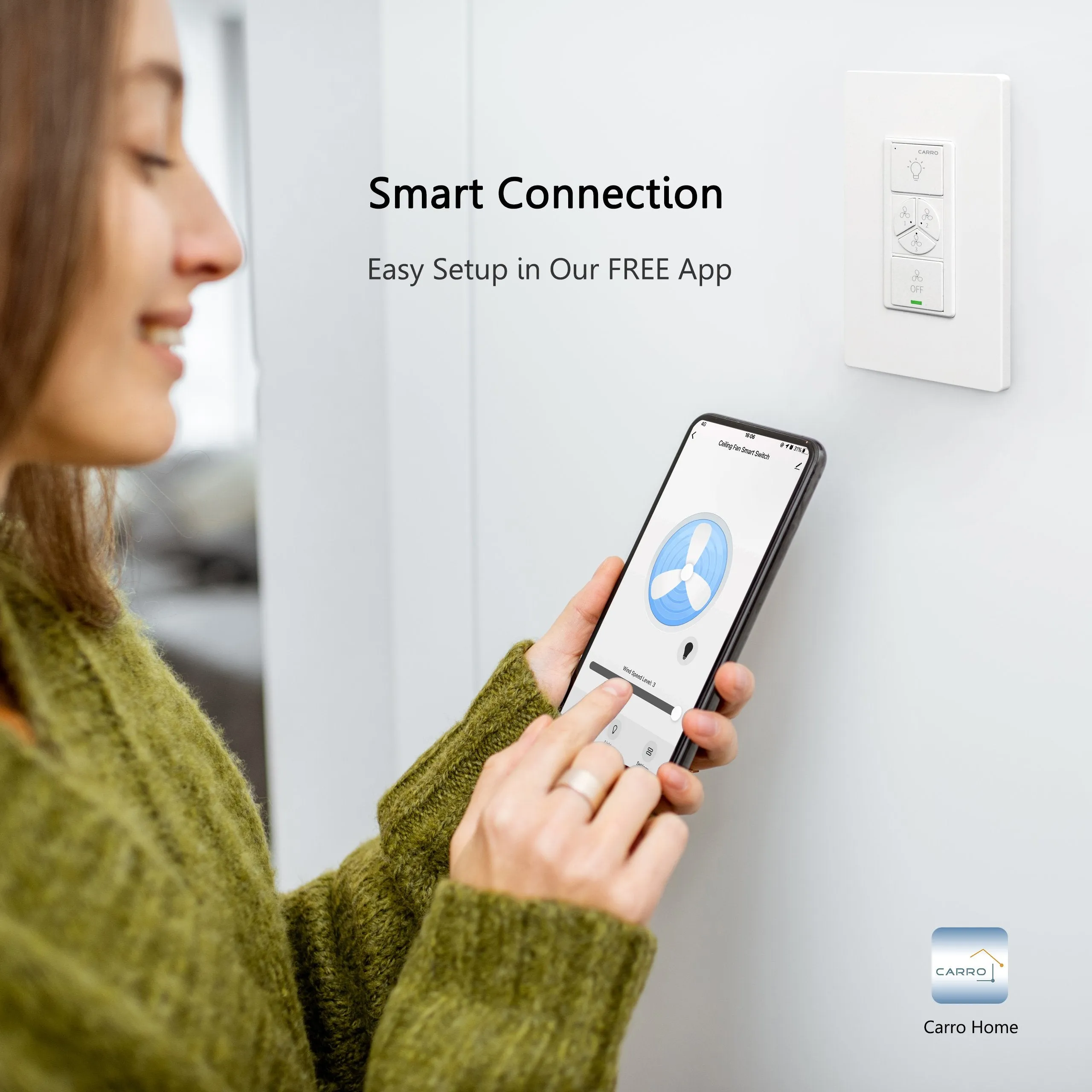 Pilot Smart Wall Switch For Ceiling Fans(1-Gang), Works with Amazon Alexa, Google Assistant, and Siri Shortcuts