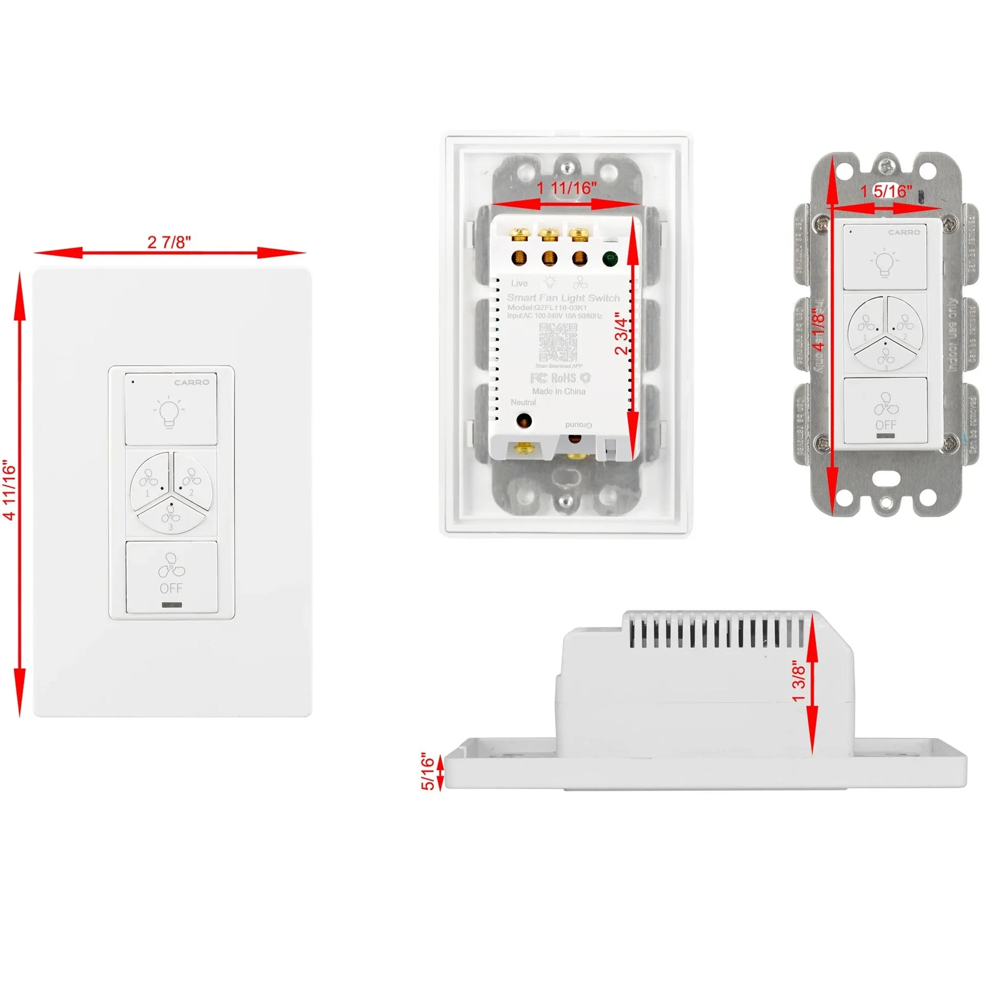 Pilot Smart Wall Switch For Ceiling Fans(1-Gang), Works with Amazon Alexa, Google Assistant, and Siri Shortcuts