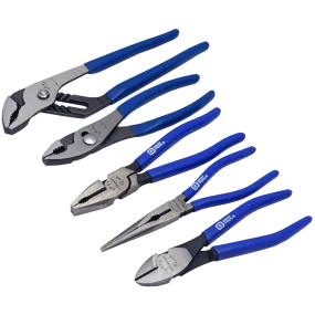 Pliers Set - Gray Tools 5-Piece Set w/ Lineman's, Needle Nose, Diagonal Side Cut, Adjustable Joint & Slip Joint, B5PLS