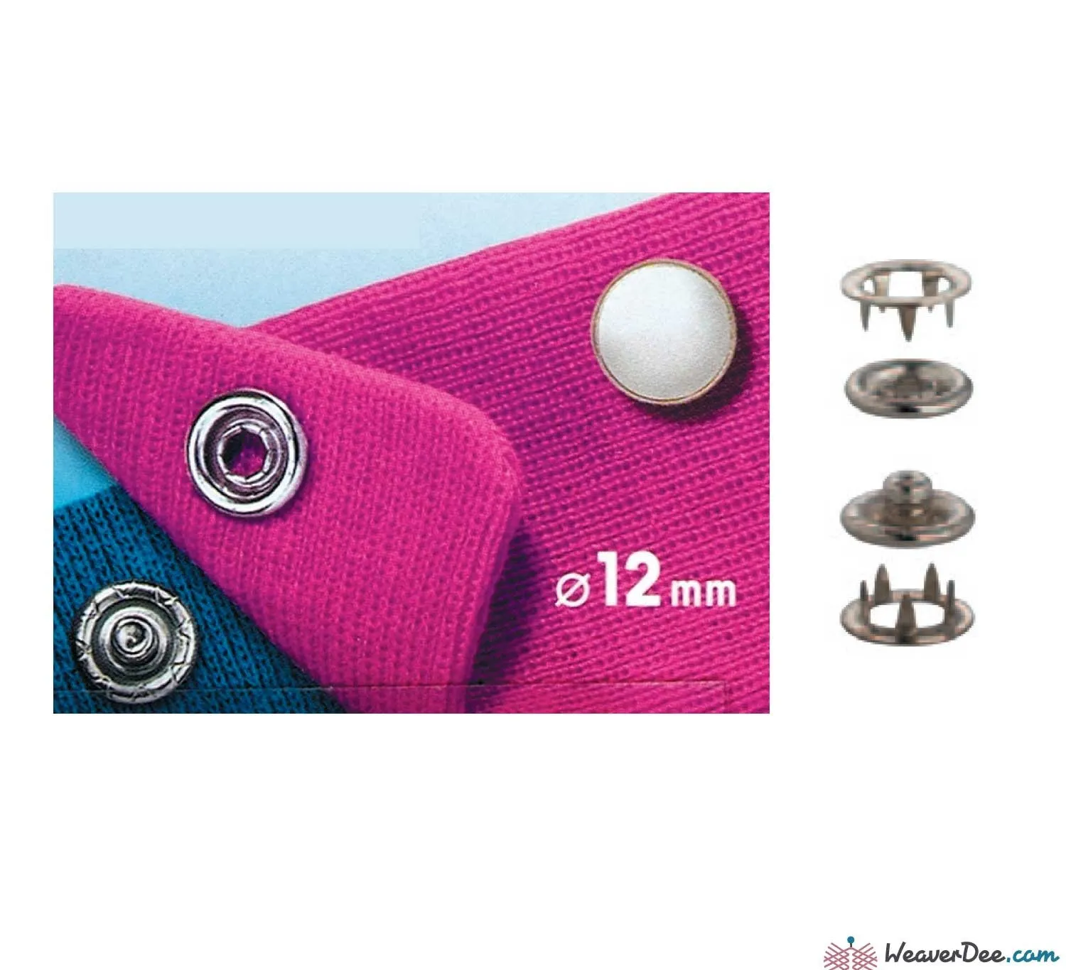 PRYM Press Studs (No-Sew) - Pearl 12mm: Pack of 6