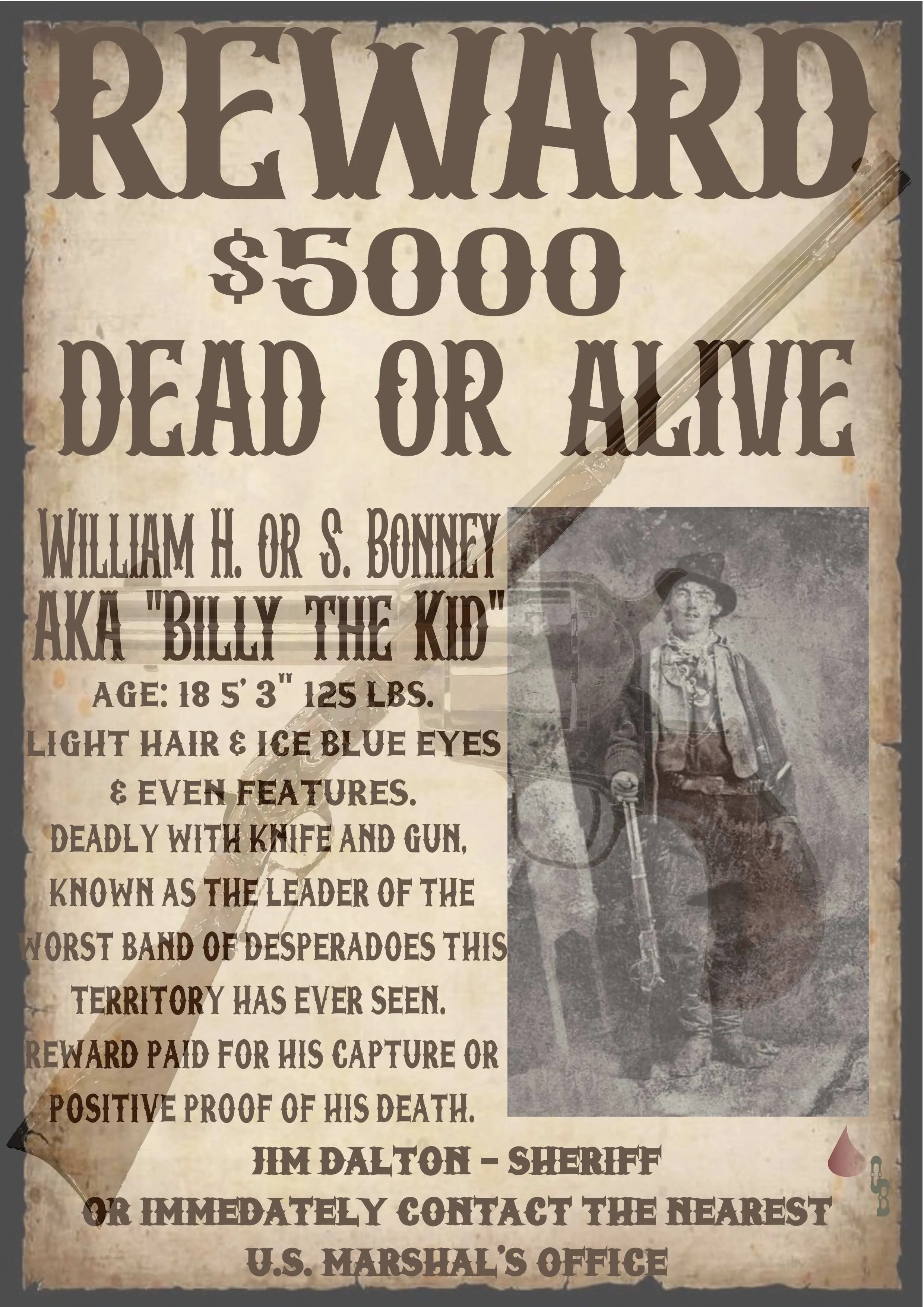 "Billy the Kid WANTED" tumbler