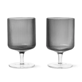 Ripple Wine Glass Set of 2 Smoked Grey