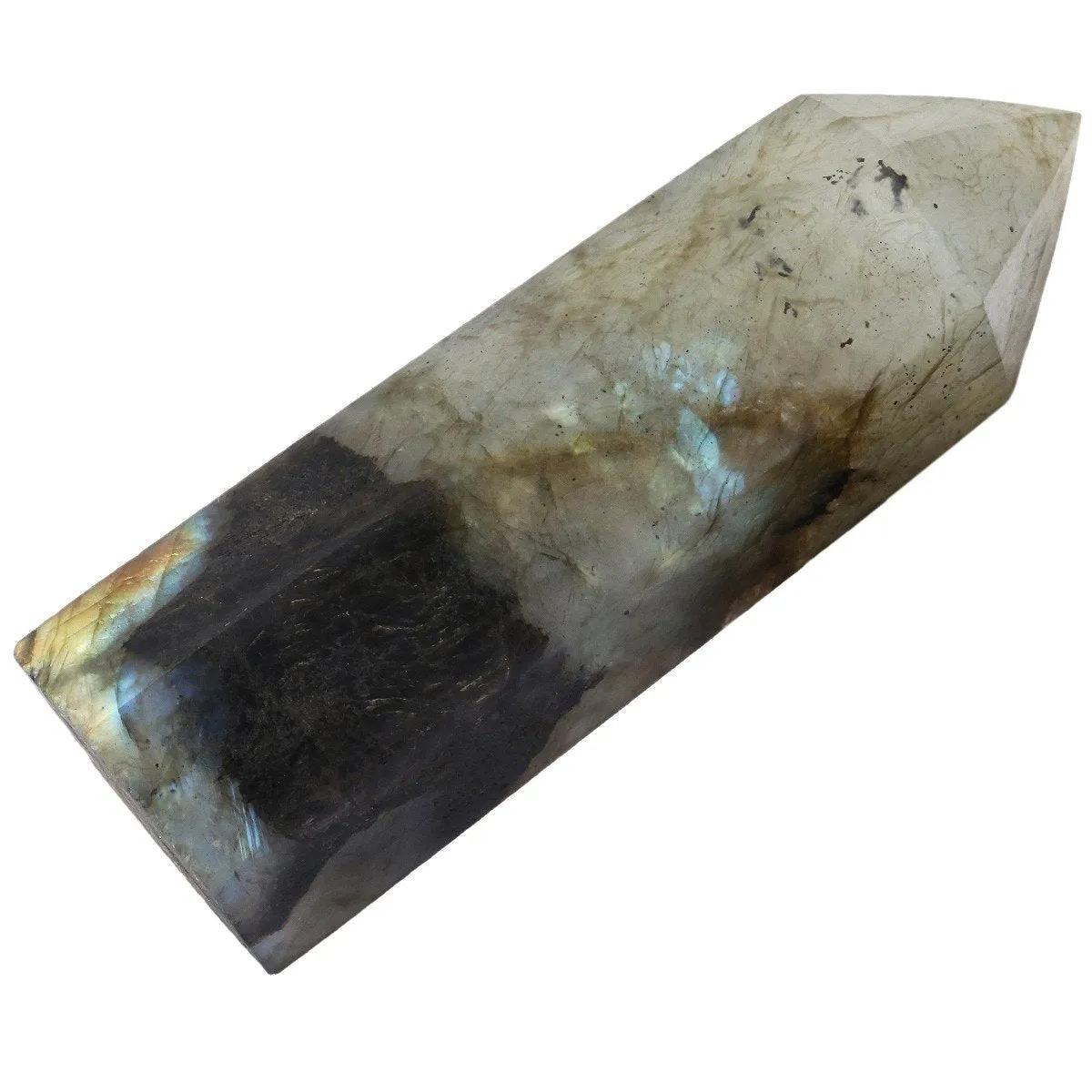 rockcloud Labradorite Healing Crystal Point Faceted Prism Wand Carved Reiki Stone Figurine