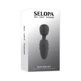 Selopa Buzz One Out Rechargeable Silicone Mini Wand Vibrator Black