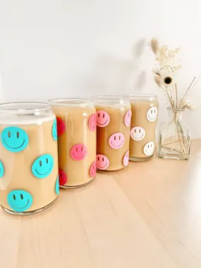 Smiley Face 16 Ounce Glass Cup