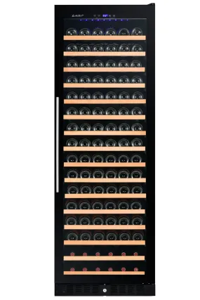 Smith & Hanks 166 Bottle Single Zone Wine Cooler, Smoked Black Glass Door