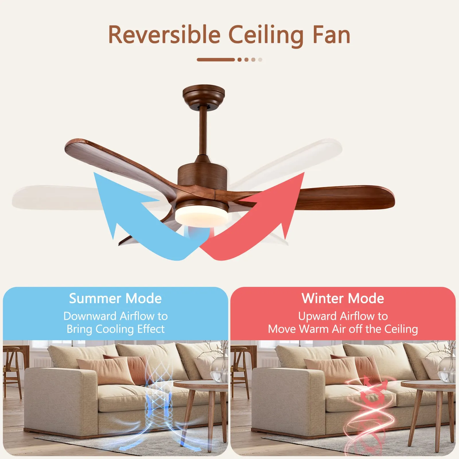 Tangkula 52 Inch Ceiling Fan with LED Light