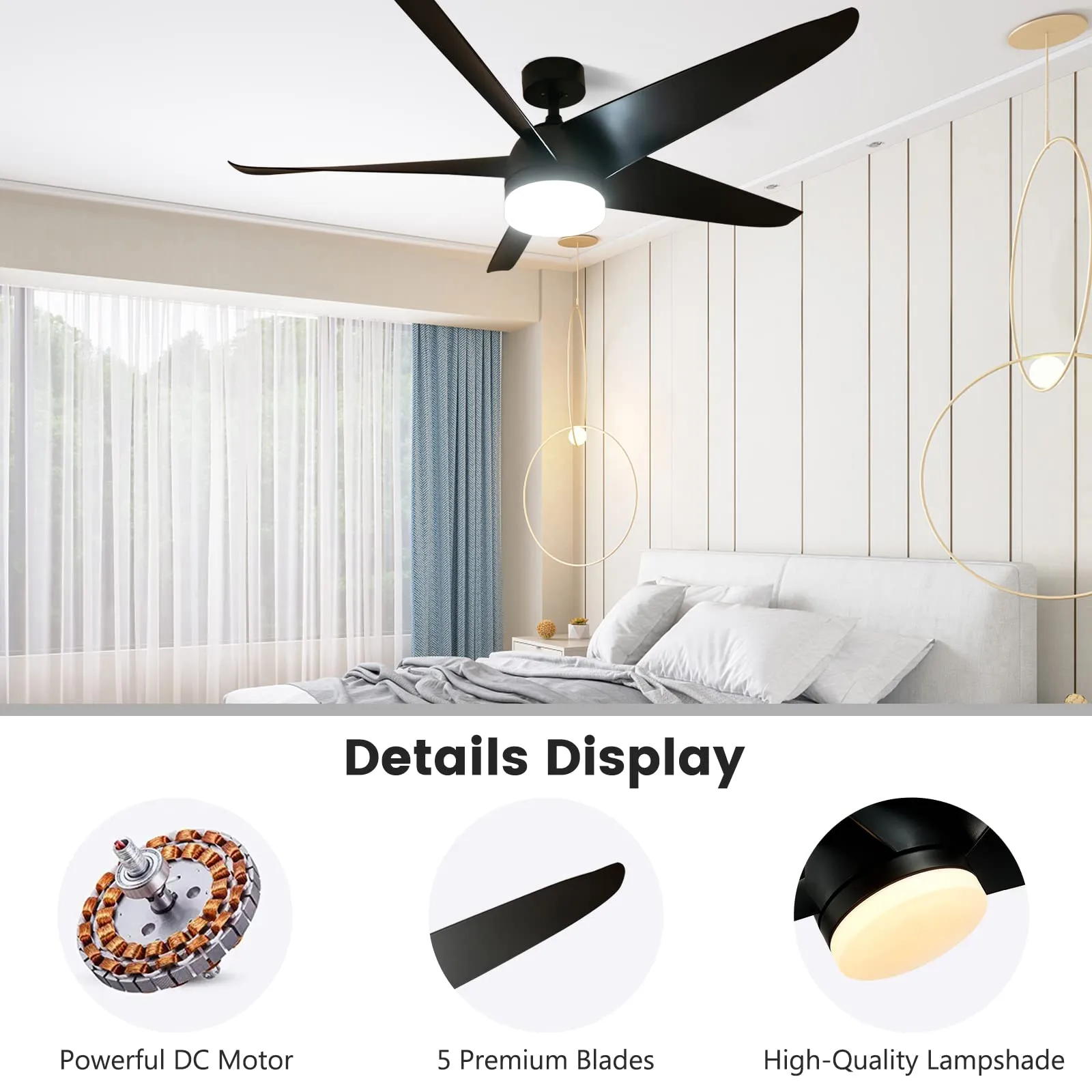 Tangkula 60 Inch Ceiling Fan with Light