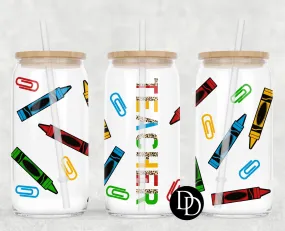 Teacher Crayons UV DTF Cup Wrap