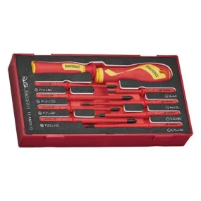 Teng Tools 10 Piece 1000 Volt Insulated Interchangeable Screwdriver Blade & Handle EVA Foam Set - TEAMDV10