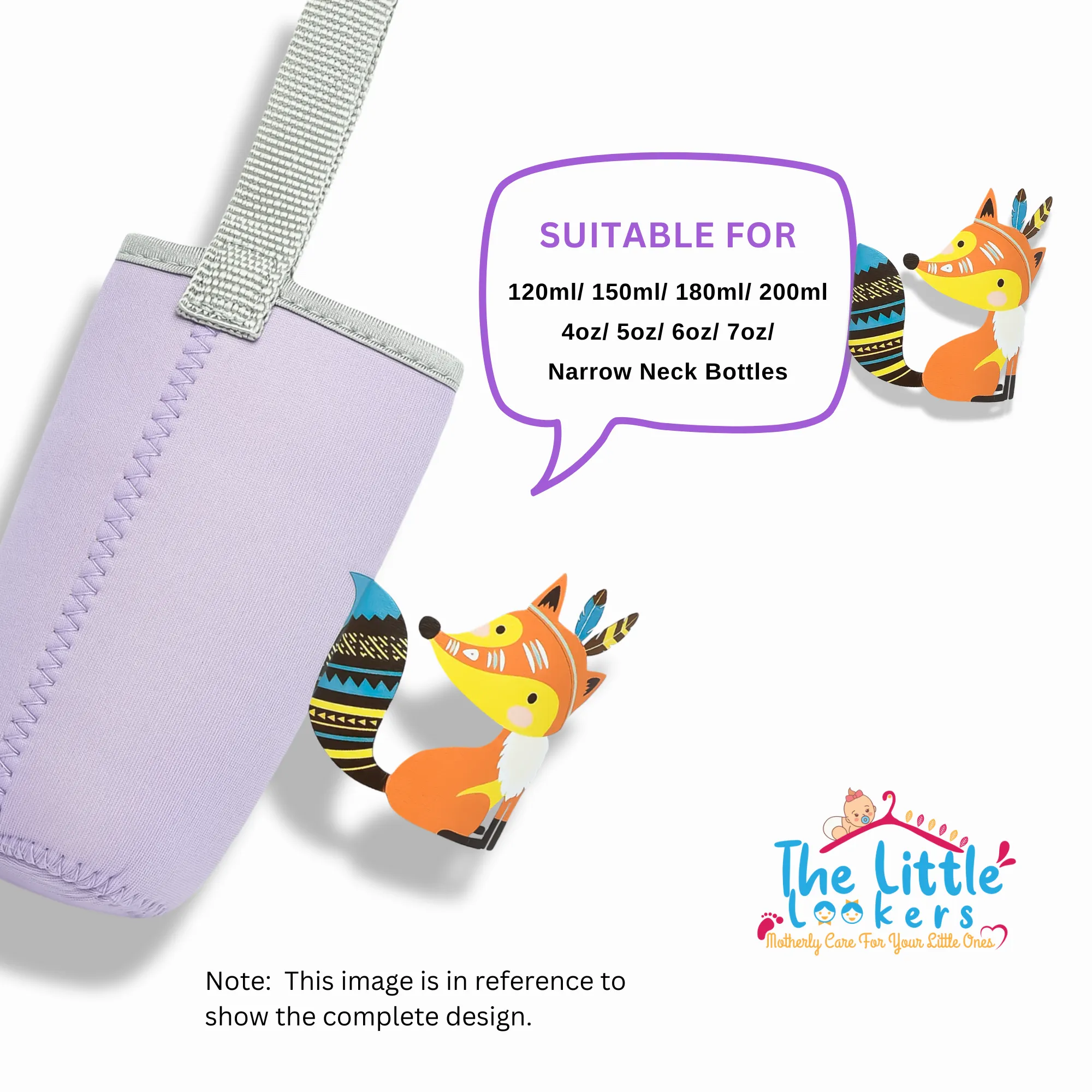 THE LITTLE LOOKERS Cute Animated Patterned Soft Stretchable Baby Feeding Bottle Cover with Easy to Hold Strap for 120ml, 150ml, 240ml