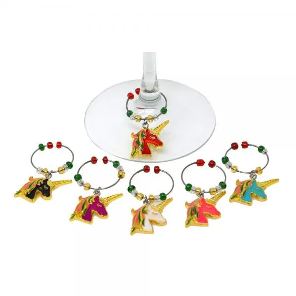 Unicorn Wine Charms S/6