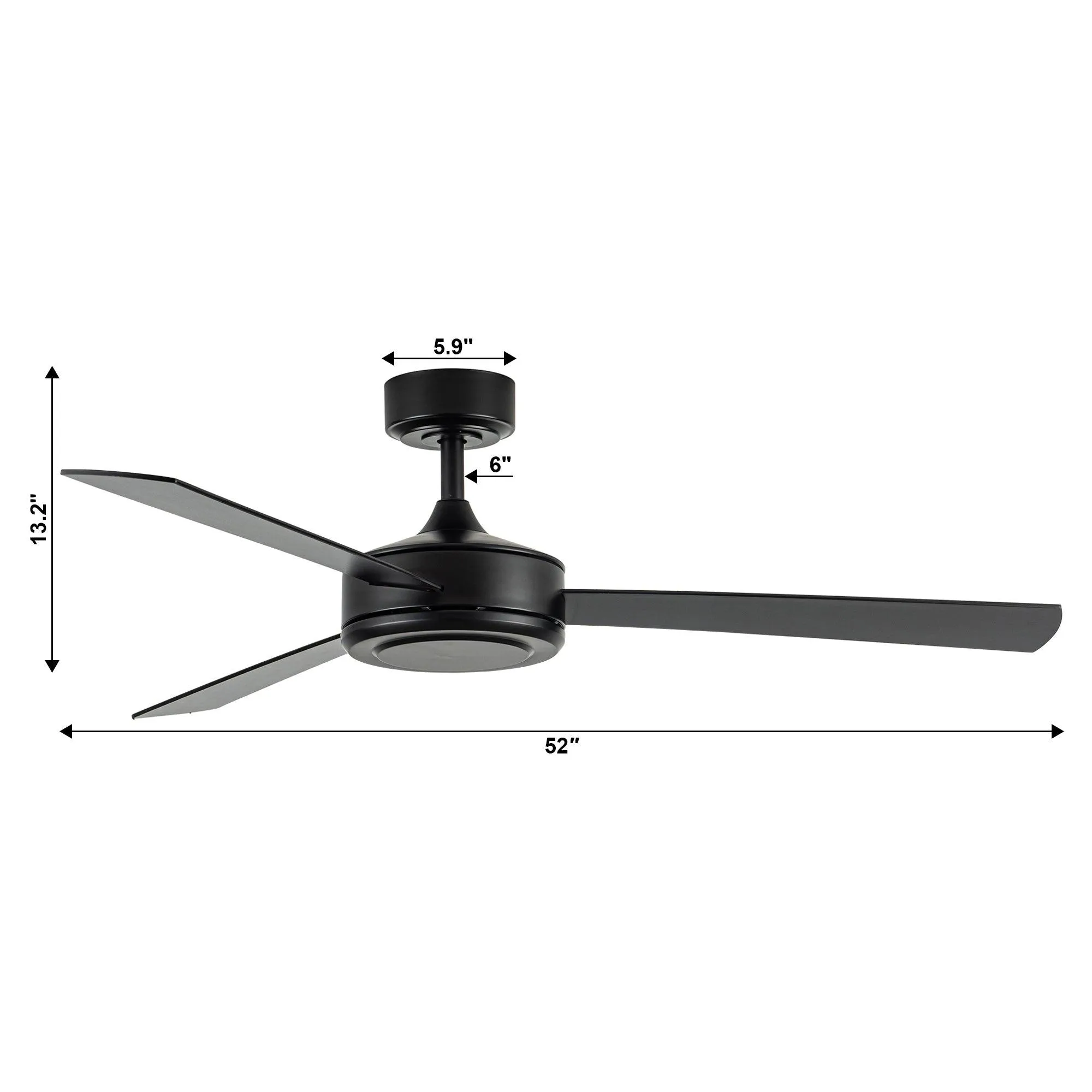 Vaczon 52" 3 Blades Ceiling Fan with Remote Control