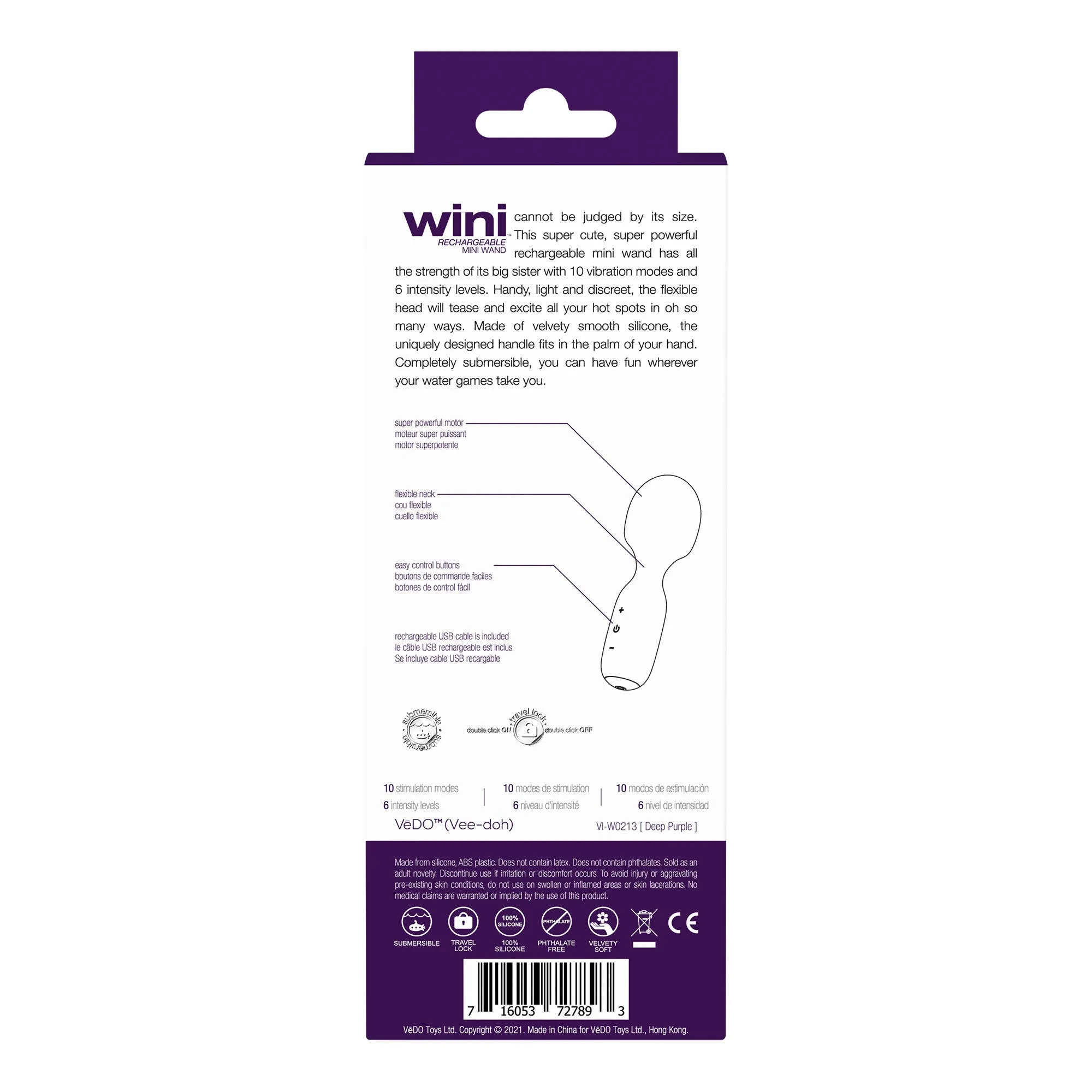 VeDO WINI Rechargeable Mini Wand - Deep Purple