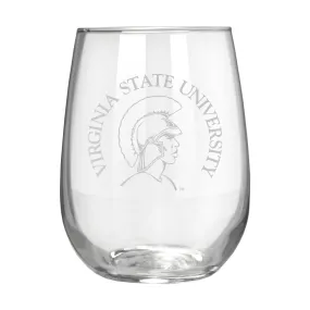 Virginia State Trojans 17 oz. Stemless Wine Glass