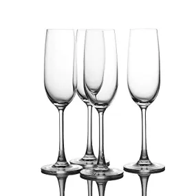 WHOLE HOUSEWARES | Champagne Flute Set of 4 | Hand Blown Italian Style Crystal Clear Glass with Stem | Lead-Free Premium glasses as gift sets